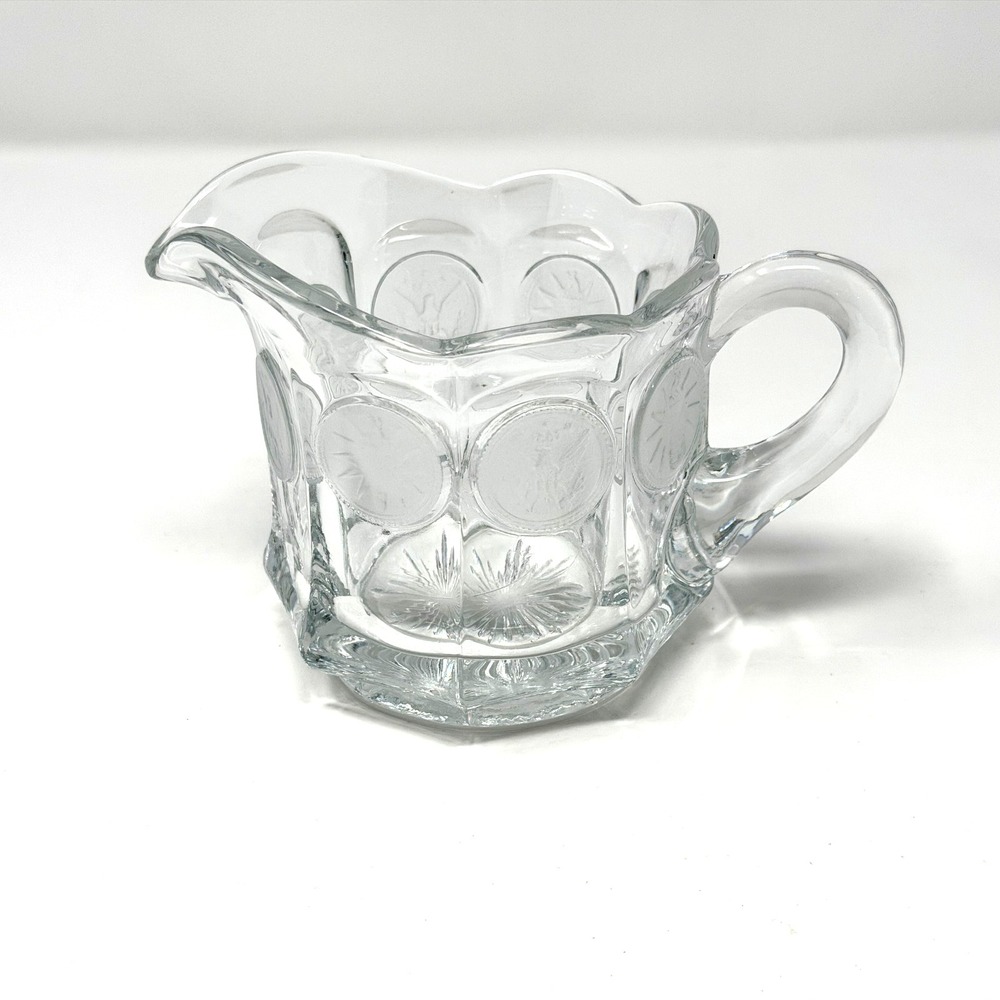 Fostoria Coin Glass Creamer Clear Glass Pitcher Vintage Pressed 3.5 Inch